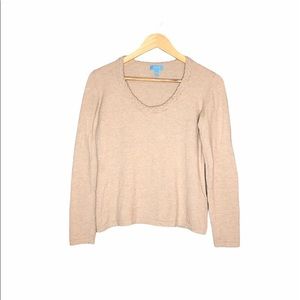 Escada Sport Tan Merino Blend Crew Neck Sweater M
